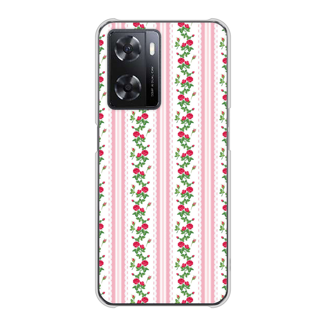 OPPO A77 高画質仕上げ 背面印刷 ハードケース【745 イングリッシュガーデン（ピンク）】
