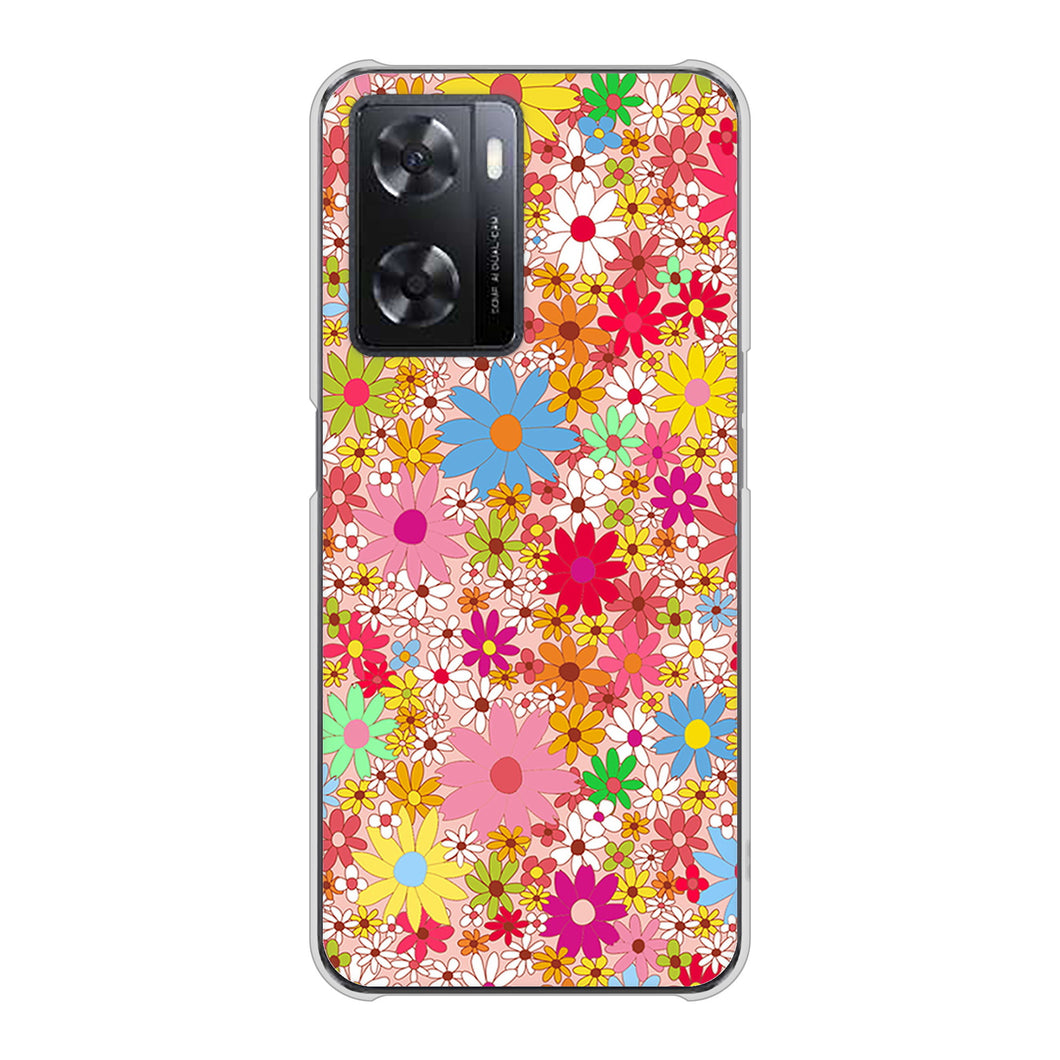 OPPO A77 高画質仕上げ 背面印刷 ハードケース【746 花畑A】