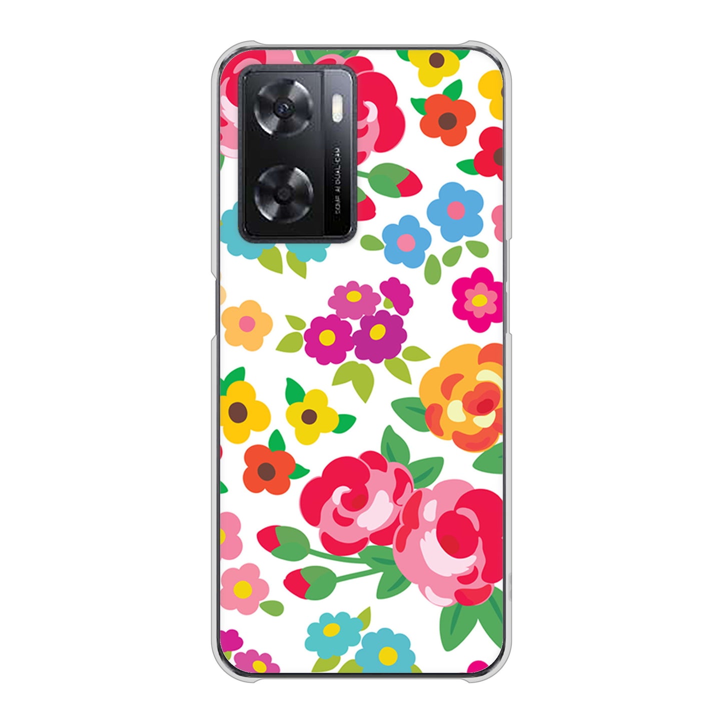 OPPO A77 高画質仕上げ 背面印刷 ハードケース【776 5月のフラワーガーデン】