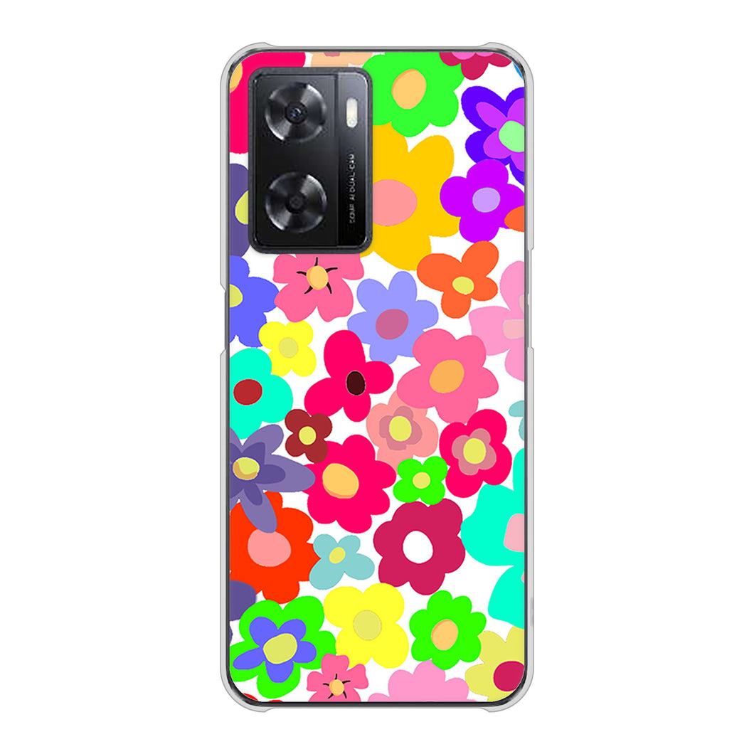OPPO A77 高画質仕上げ 背面印刷 ハードケース【782 春のルーズフラワーWH】