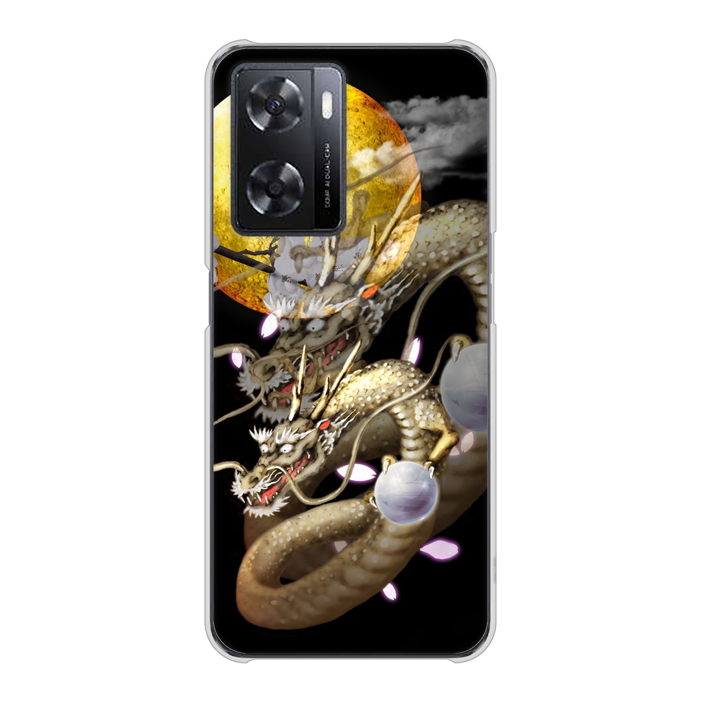 OPPO A77 高画質仕上げ 背面印刷 ハードケース【1003 月と龍】