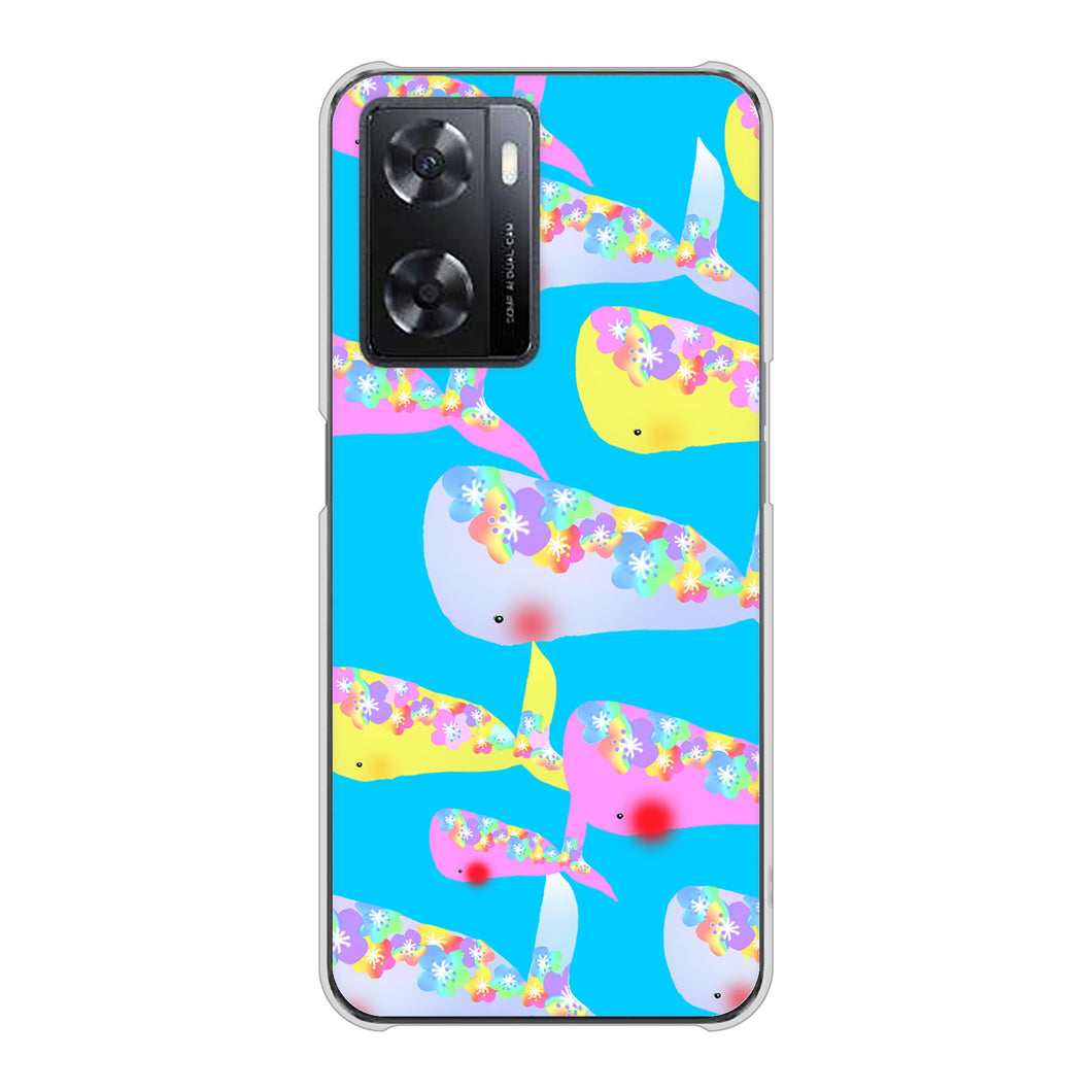 OPPO A77 高画質仕上げ 背面印刷 ハードケース【1045 くじらの仲間】