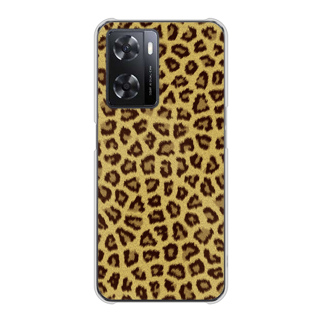 OPPO A77 高画質仕上げ 背面印刷 ハードケース【1065 ヒョウ柄ベーシックSゴールド】