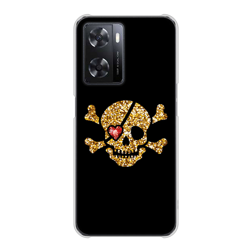 OPPO A77 高画質仕上げ 背面印刷 ハードケース【1082 海賊ドクロ】