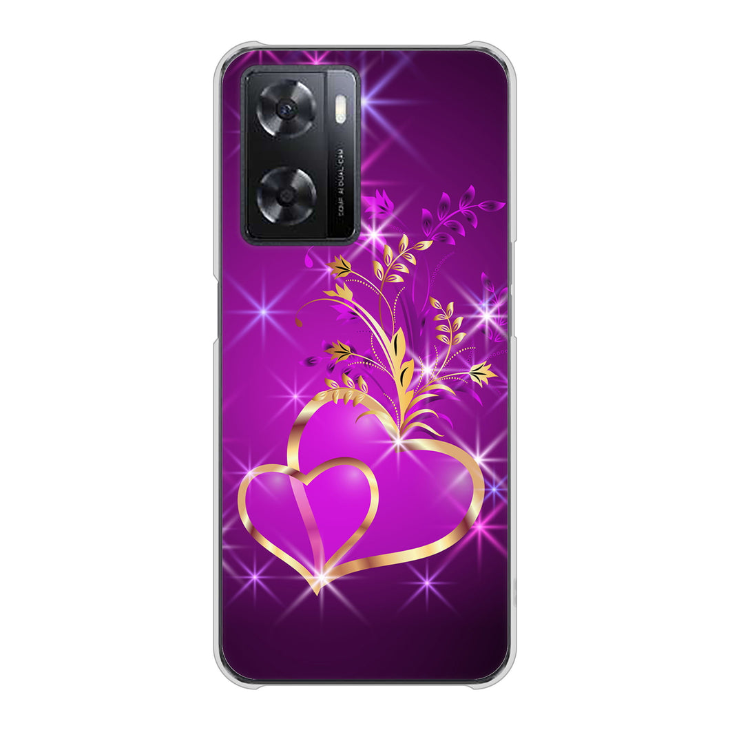 OPPO A77 高画質仕上げ 背面印刷 ハードケース【1139 舞い降りるハート】