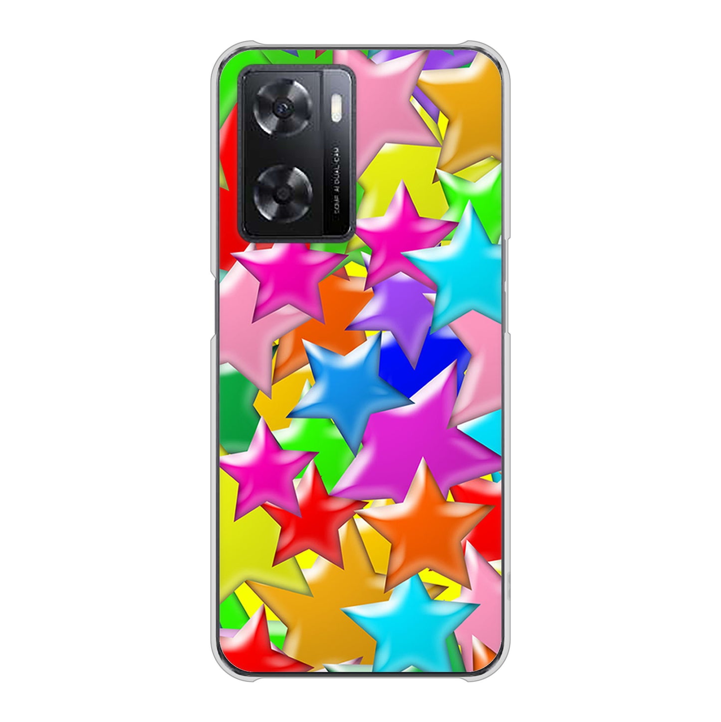 OPPO A77 高画質仕上げ 背面印刷 ハードケース【1293 ランダムスター】