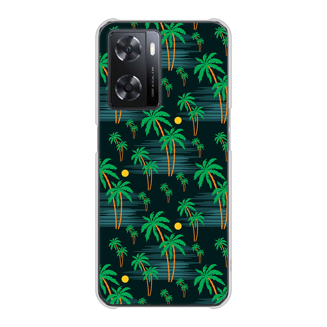 OPPO A77 高画質仕上げ 背面印刷 ハードケース【1315 月夜とヤシ】