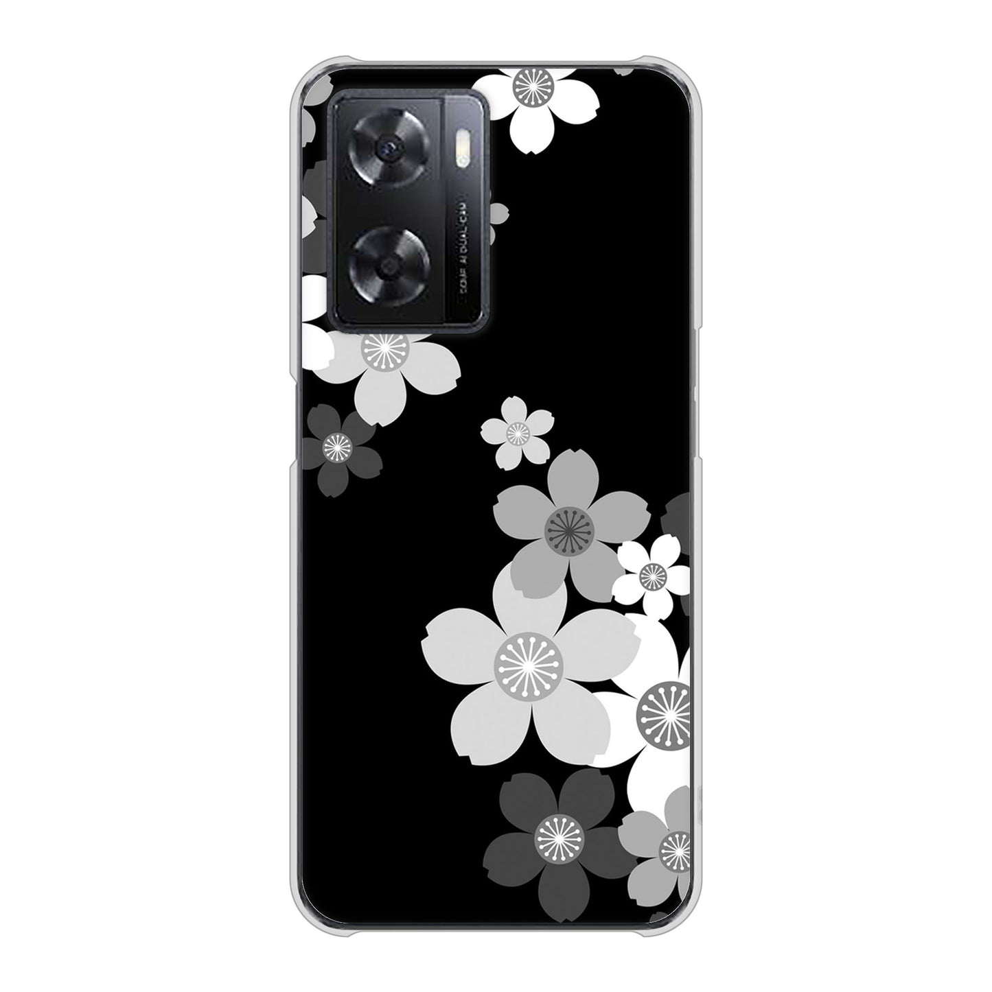 OPPO A77 高画質仕上げ 背面印刷 ハードケース【1334 桜のフレーム】
