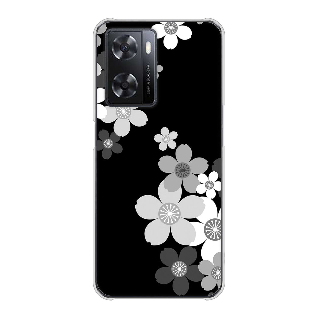 OPPO A77 高画質仕上げ 背面印刷 ハードケース【1334 桜のフレーム】