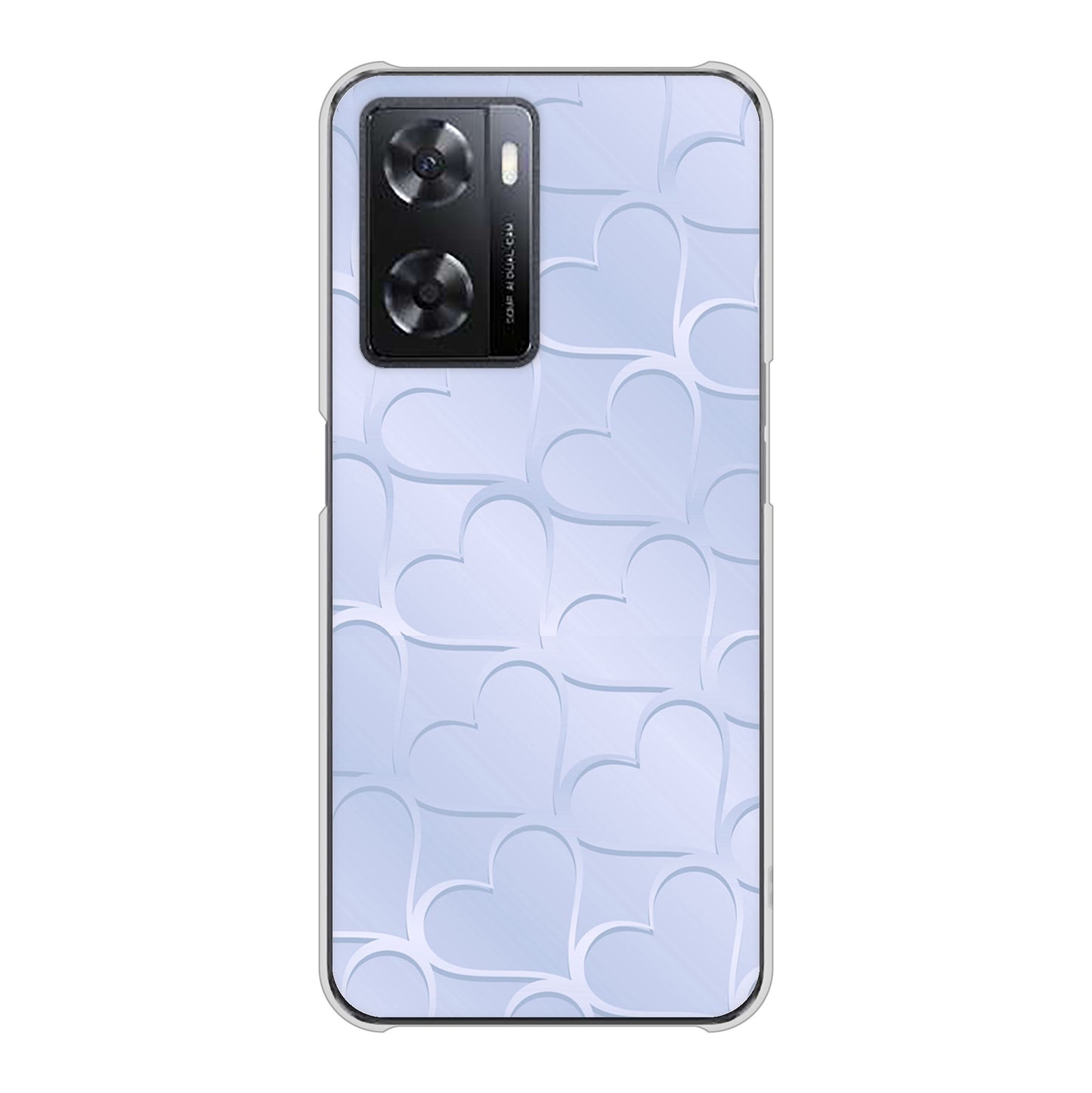OPPO A77 高画質仕上げ 背面印刷 ハードケース【1341 かくれハート（ライトブルー）】