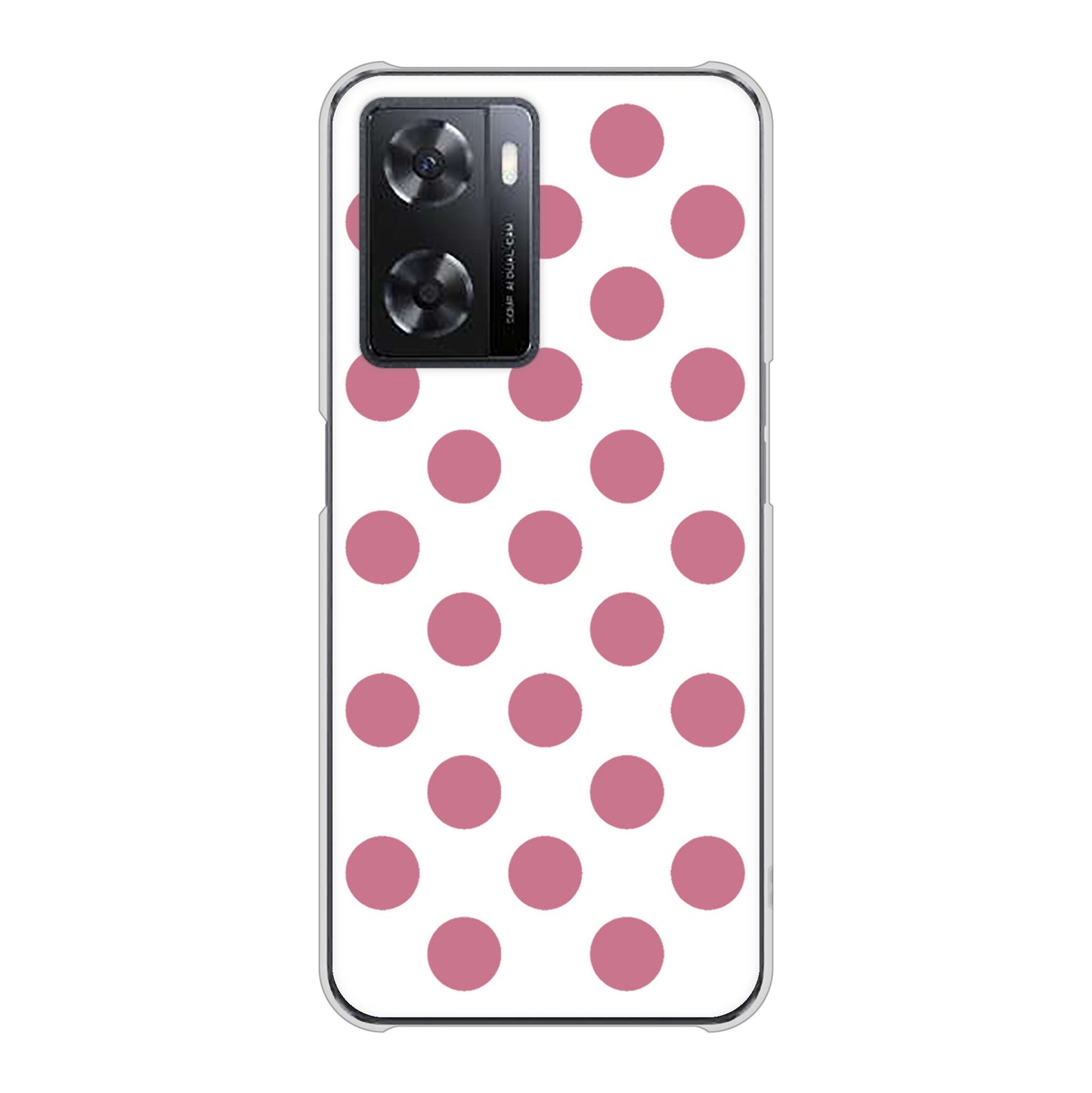 OPPO A77 高画質仕上げ 背面印刷 ハードケース【1357 シンプルビッグ薄ピンク白】