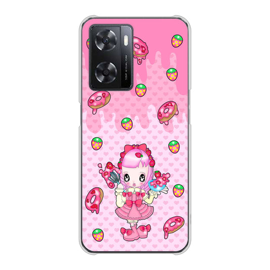 OPPO A77 AG816 ストロベリードーナツ（水玉ピンク） ハードケース 背面印刷