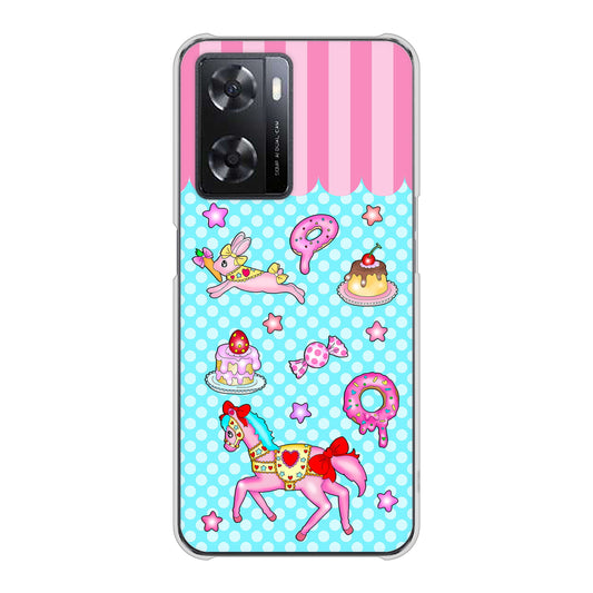 OPPO A77 AG828 メリーゴーランド（水色） ハードケース 背面印刷