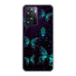 OPPO A77 高画質仕上げ 背面印刷 ハードケース【AG830 蜘蛛の巣に舞う蝶（青）】