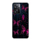 OPPO A77 高画質仕上げ 背面印刷 ハードケース【AG831 蜘蛛の巣に舞う蝶（赤）】