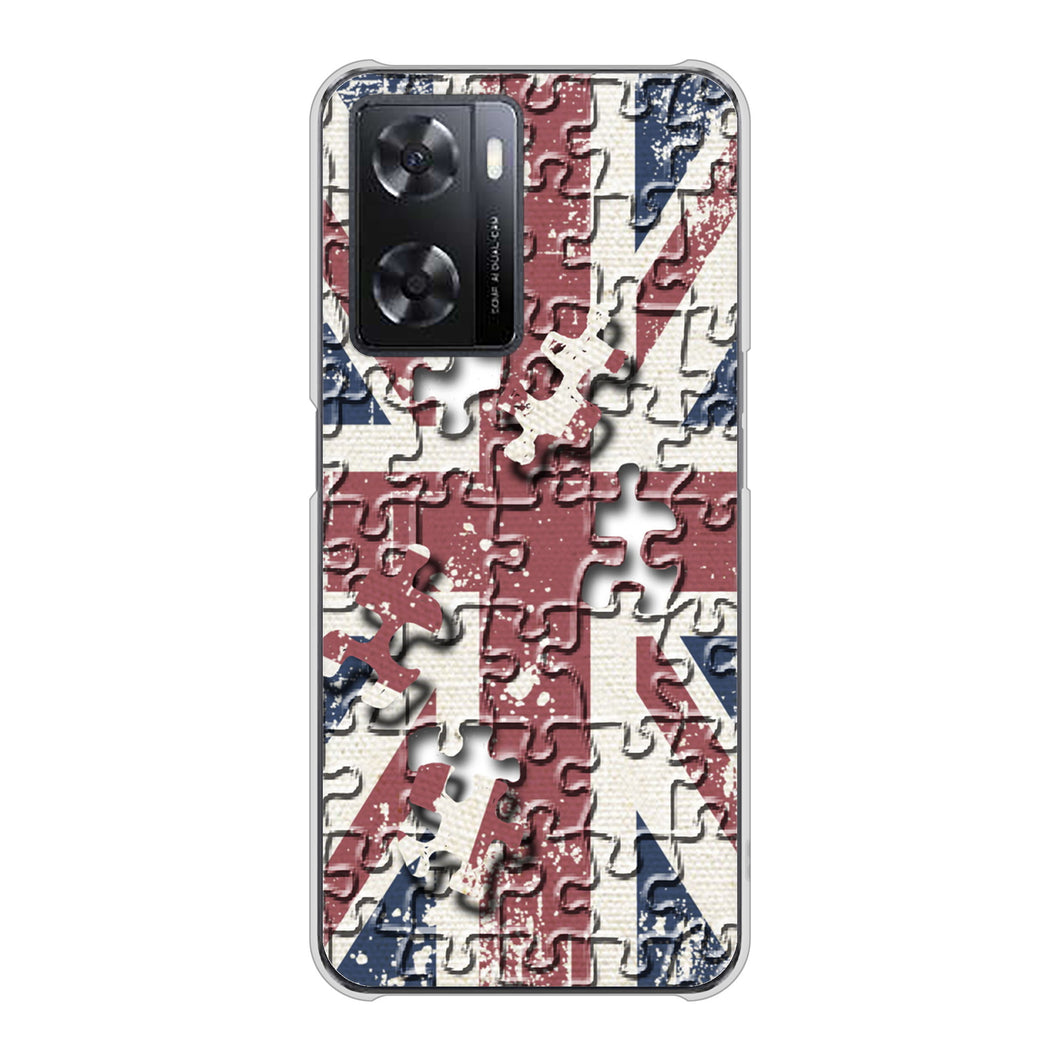 OPPO A77 高画質仕上げ 背面印刷 ハードケース【EK803 ユニオンジャックパズル】