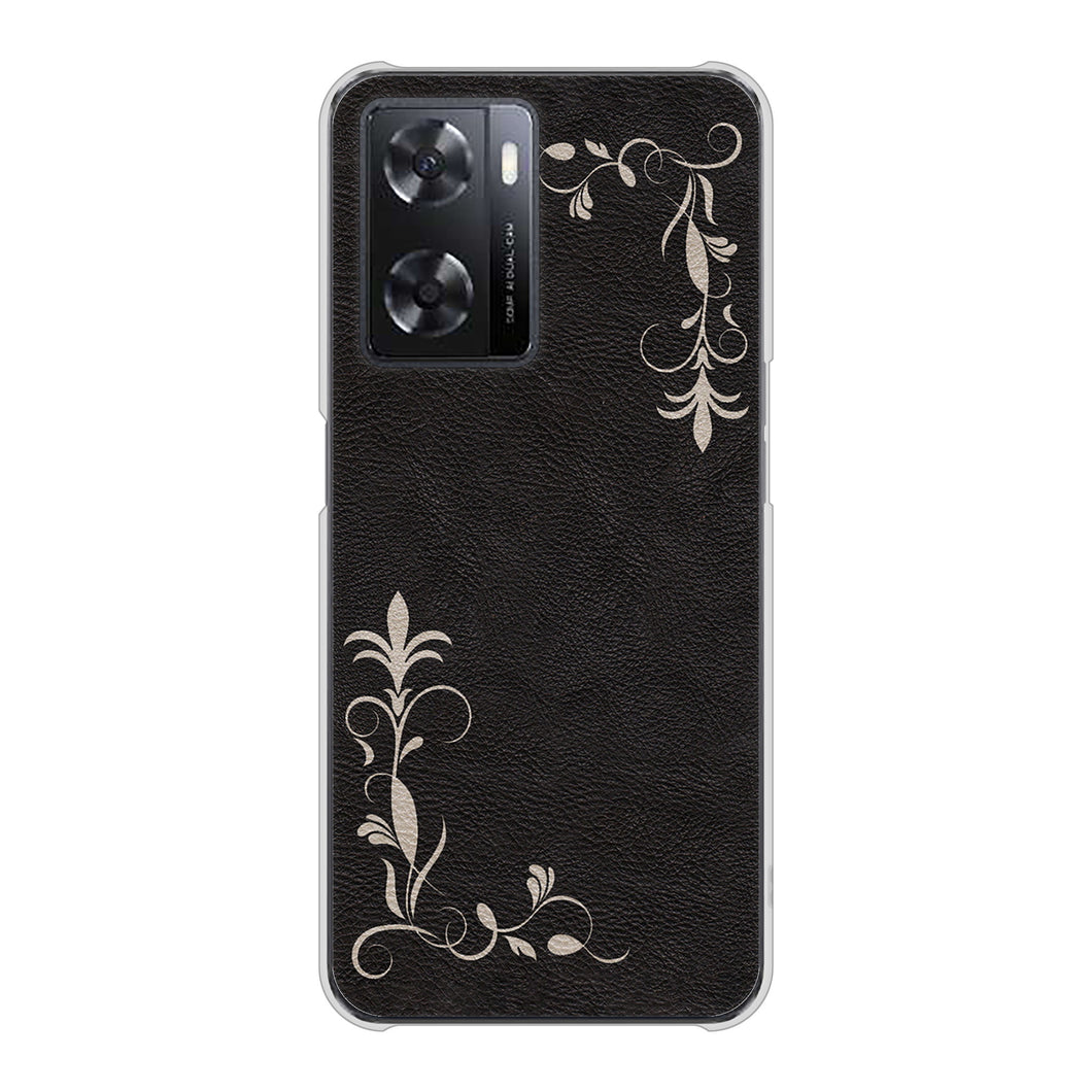 OPPO A77 高画質仕上げ 背面印刷 ハードケース【EK825 レザー風グラスフレーム】