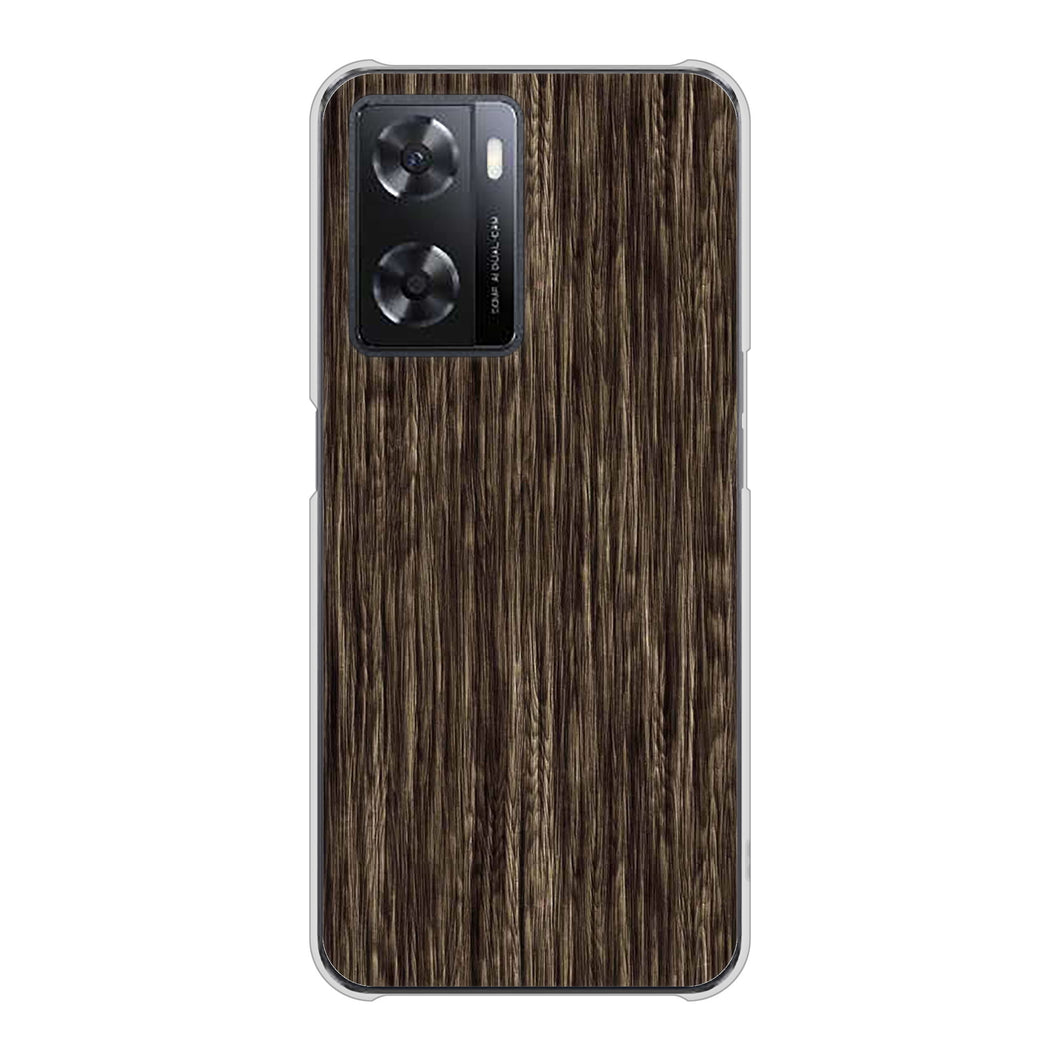 OPPO A77 高画質仕上げ 背面印刷 ハードケース【EK848 木目ダークブラウン】