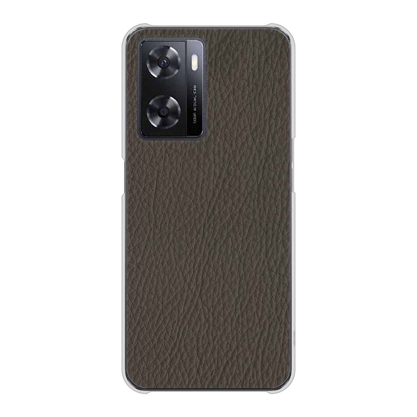 OPPO A77 高画質仕上げ 背面印刷 ハードケース【EK851 レザー風グレー】