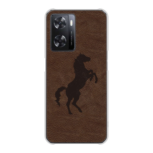 OPPO A77 EK861 レザー風馬 ハードケース 背面印刷