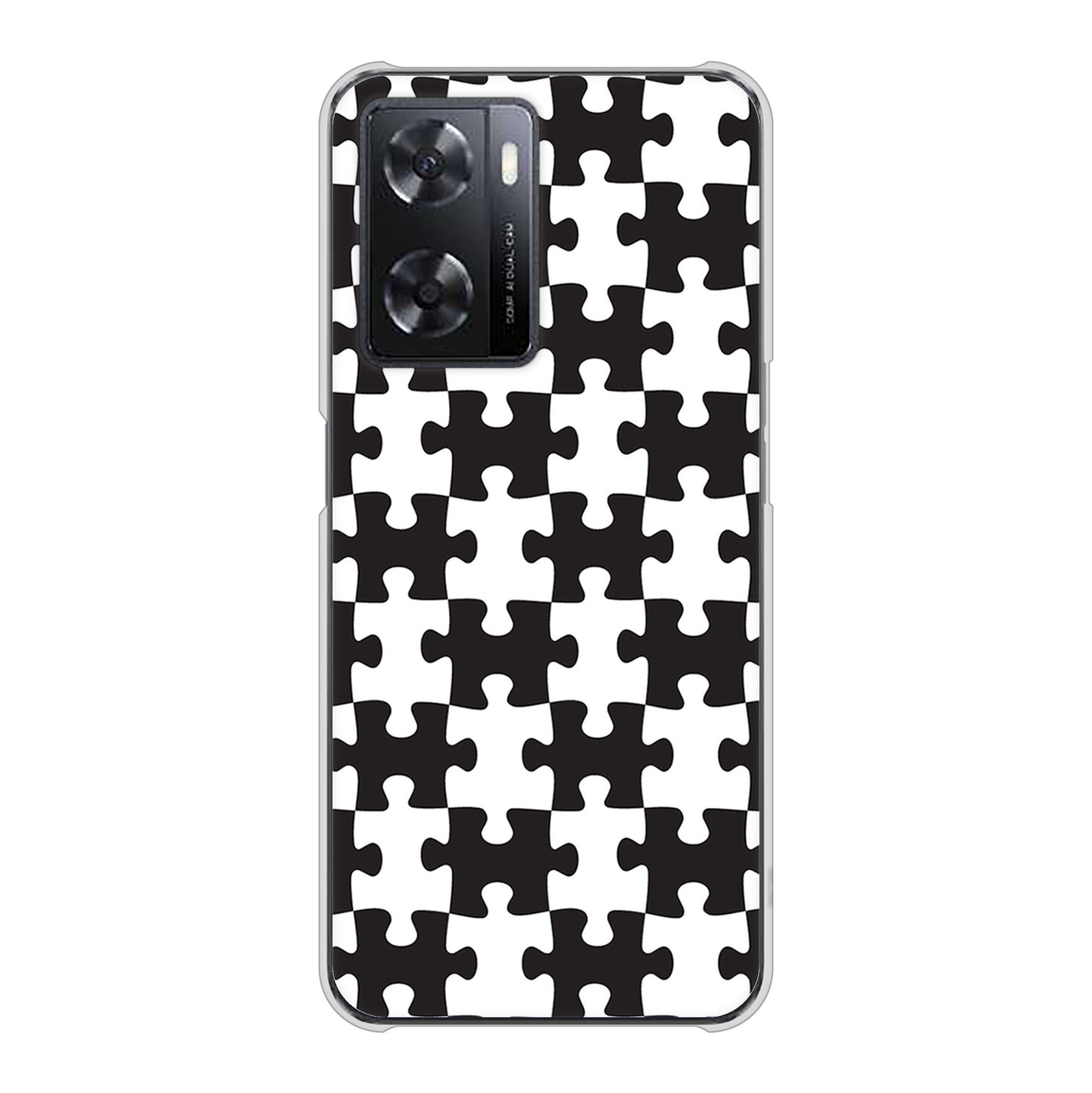 OPPO A77 高画質仕上げ 背面印刷 ハードケース【IB903 ジグソーパズル_モノトーン】