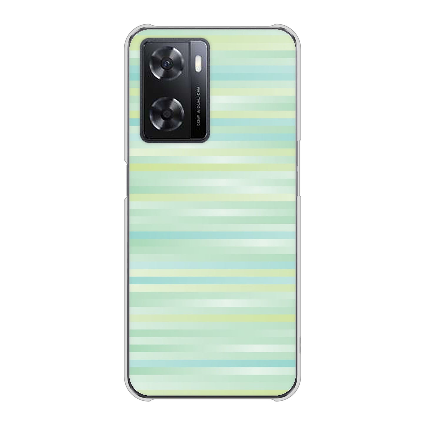 OPPO A77 高画質仕上げ 背面印刷 ハードケース【IB908 グラデーションボーダー_グリーン】