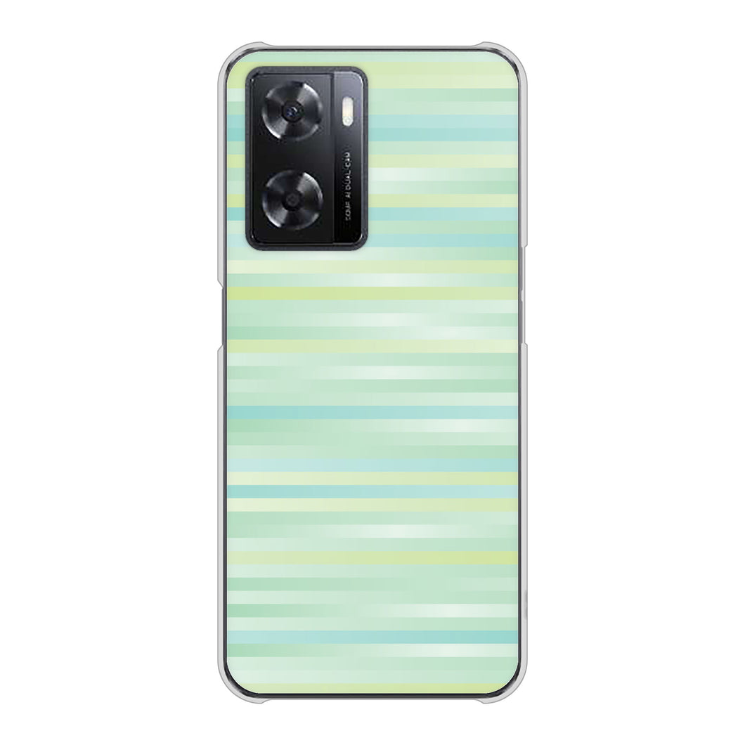 OPPO A77 高画質仕上げ 背面印刷 ハードケース【IB908 グラデーションボーダー_グリーン】