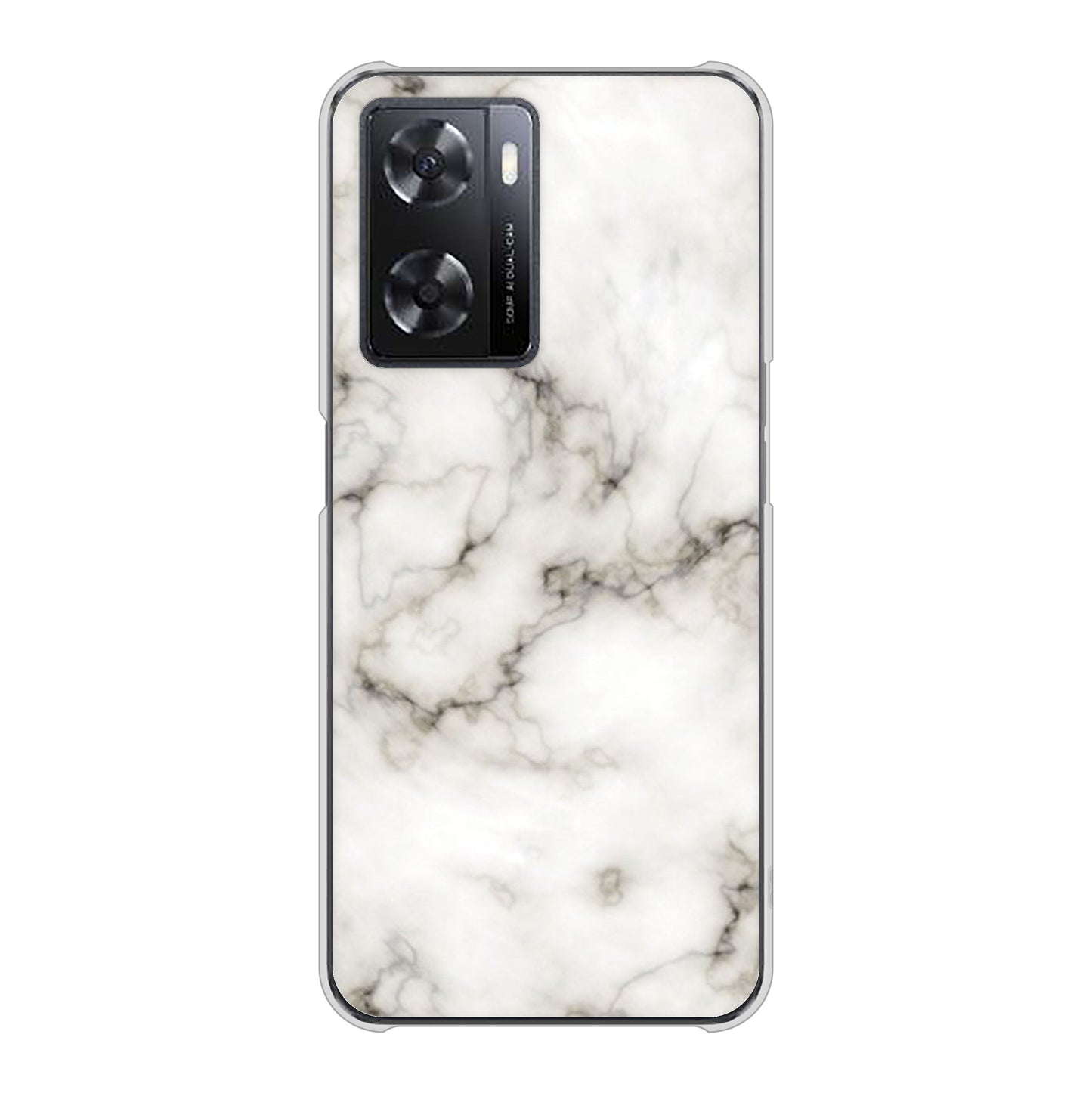 OPPO A77 高画質仕上げ 背面印刷 ハードケース【KM871 大理石WH】