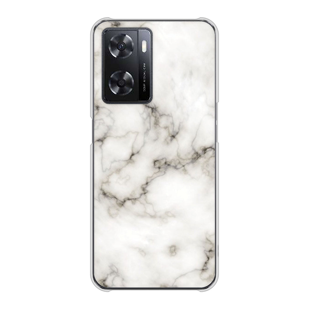 OPPO A77 高画質仕上げ 背面印刷 ハードケース【KM871 大理石WH】