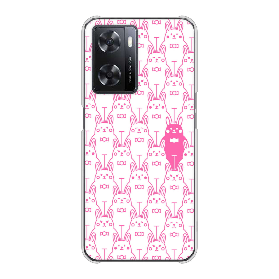 OPPO A77 高画質仕上げ 背面印刷 ハードケース【MA914 パターン ウサギ】
