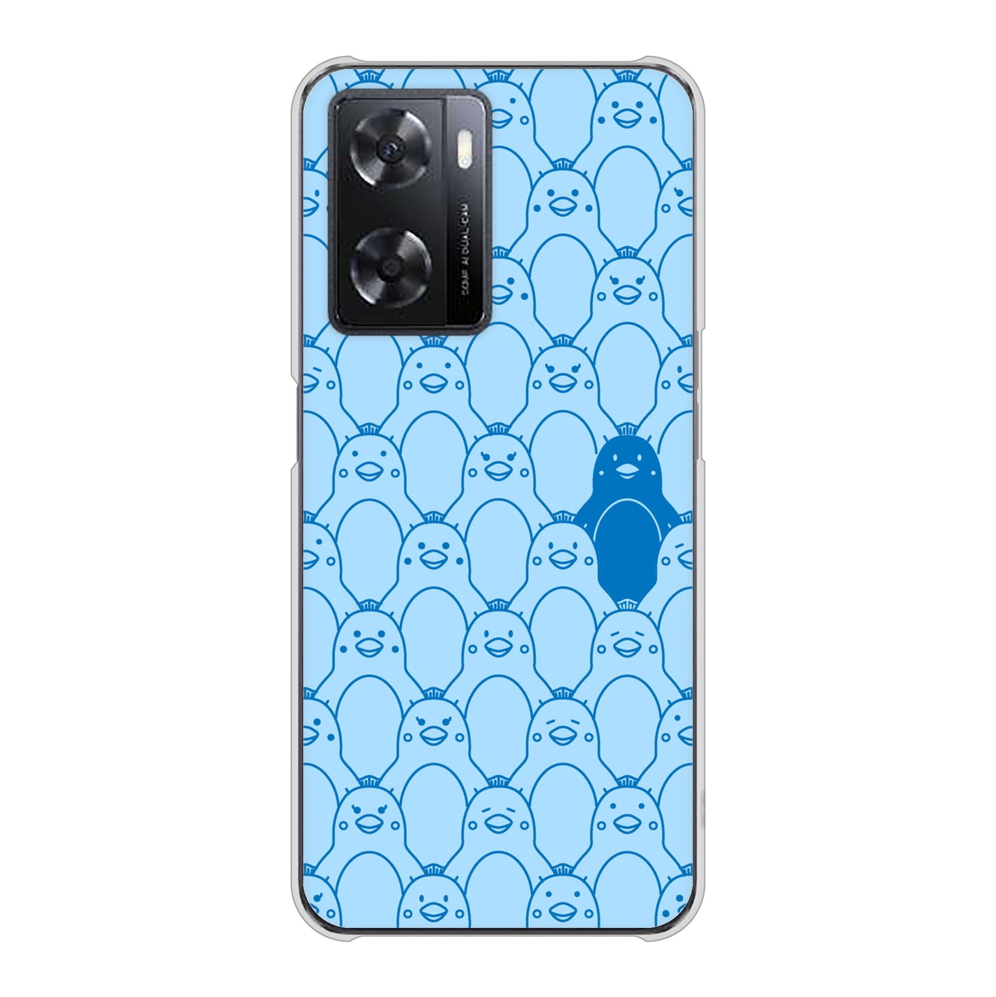 OPPO A77 高画質仕上げ 背面印刷 ハードケース【MA917 パターン ペンギン】