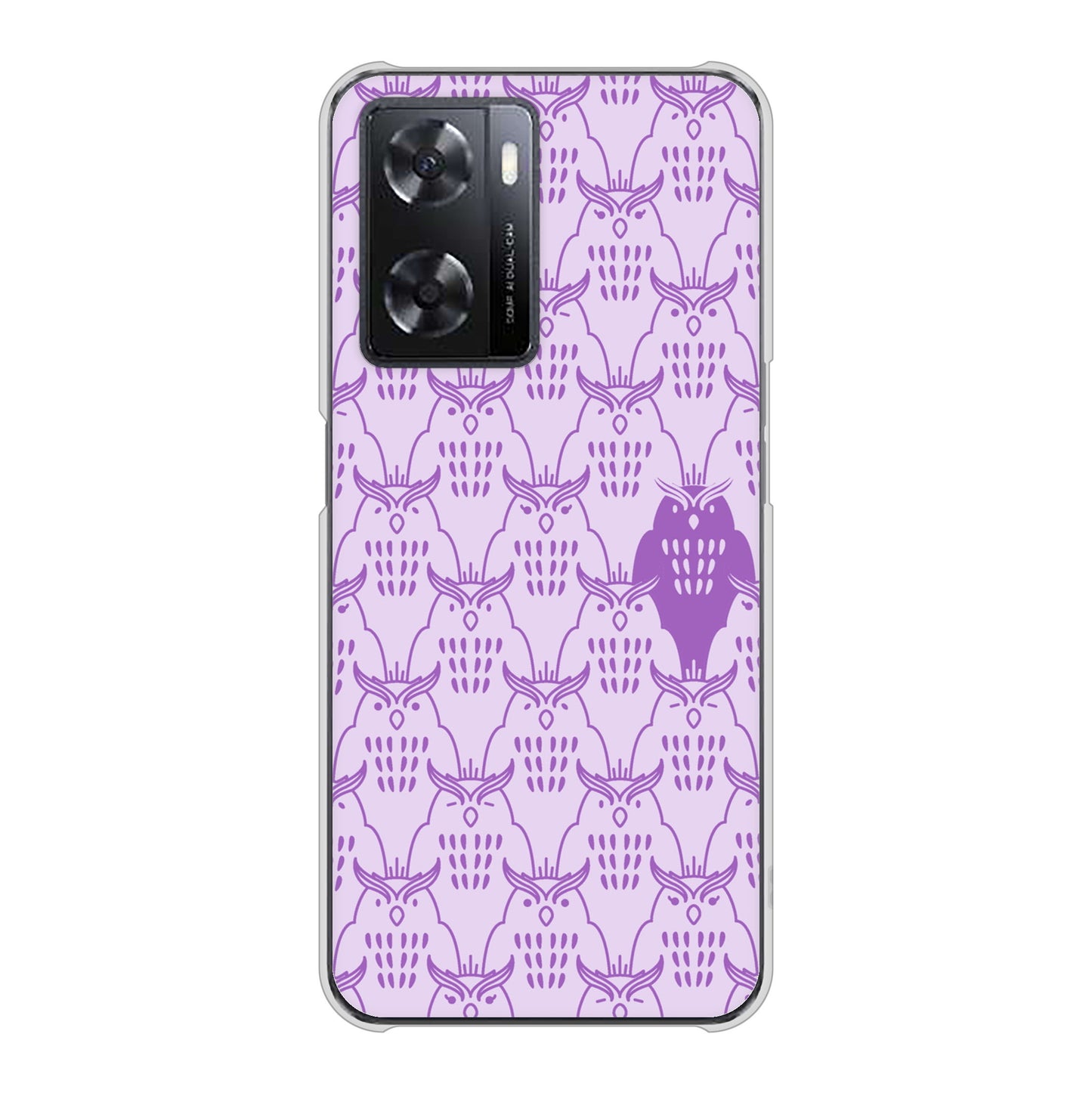OPPO A77 高画質仕上げ 背面印刷 ハードケース【MA918 パターン ミミズク】