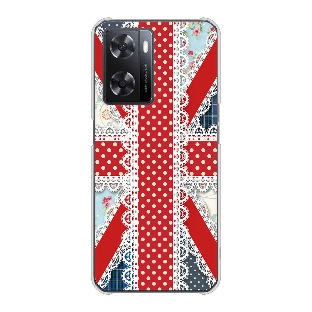 OPPO A77 高画質仕上げ 背面印刷 ハードケース【SC805 ユニオンジャック レース】