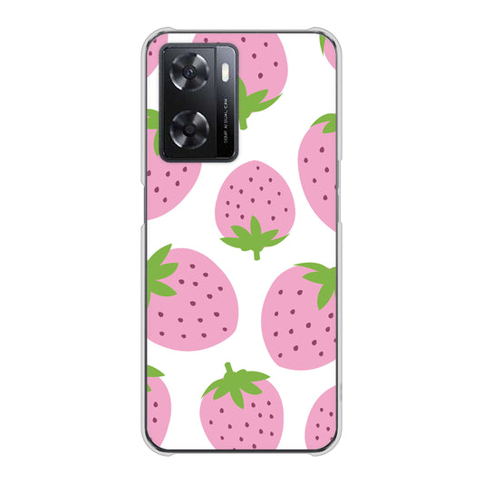OPPO A77 SC816 大きいイチゴ模様 ピンク ハードケース 背面印刷