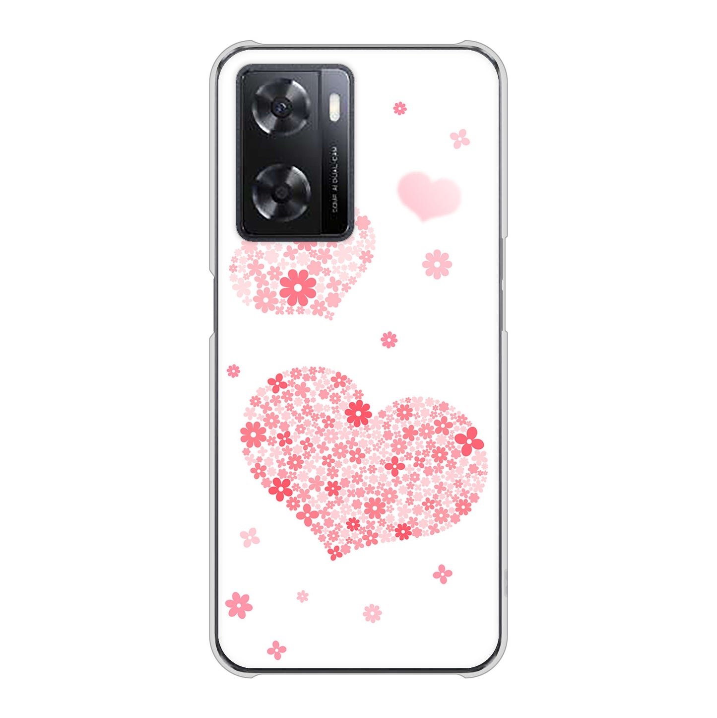 OPPO A77 高画質仕上げ 背面印刷 ハードケース【SC824 ピンクのハート】