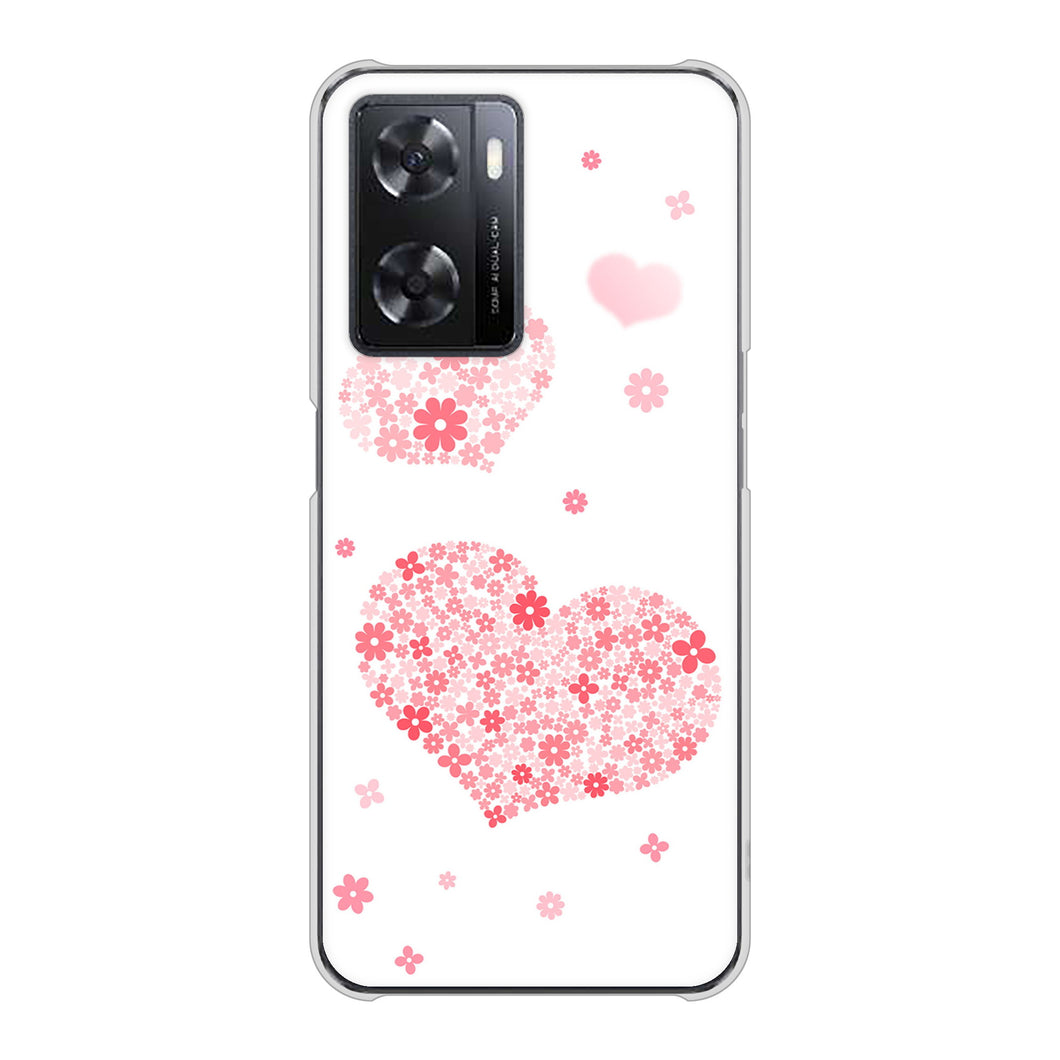 OPPO A77 高画質仕上げ 背面印刷 ハードケース【SC824 ピンクのハート】