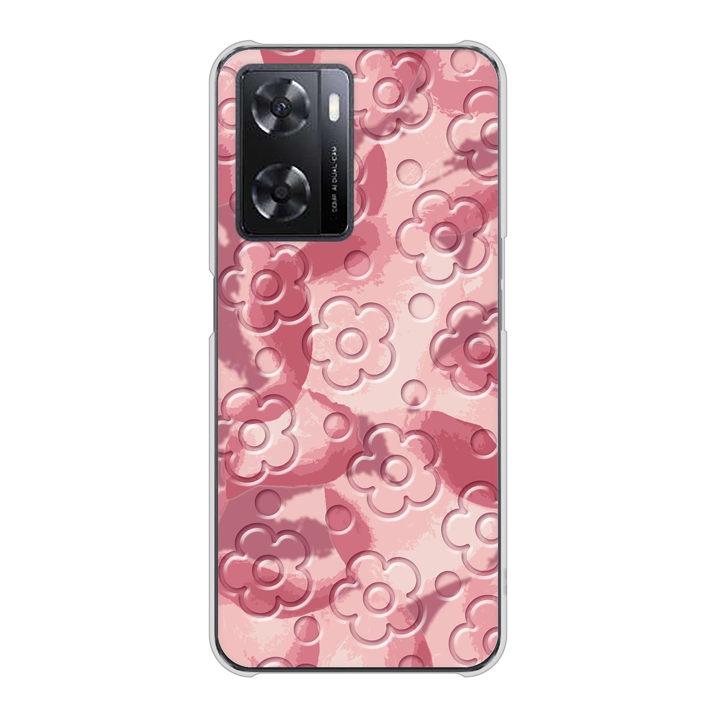 OPPO A77 高画質仕上げ 背面印刷 ハードケース【SC846 フラワーヴェルニ花ピンク（ローズヴェルール）】