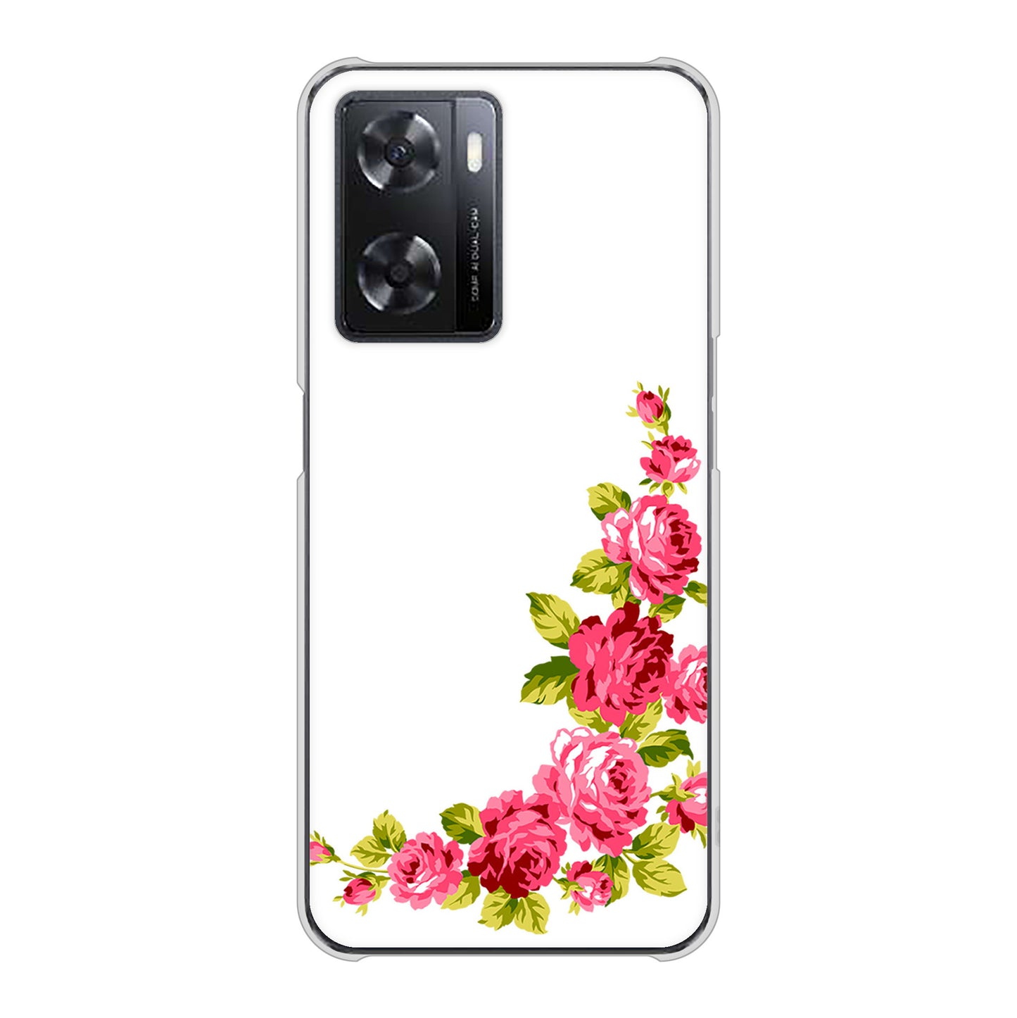 OPPO A77 高画質仕上げ 背面印刷 ハードケース【VA825 バラのフレーム(白)】