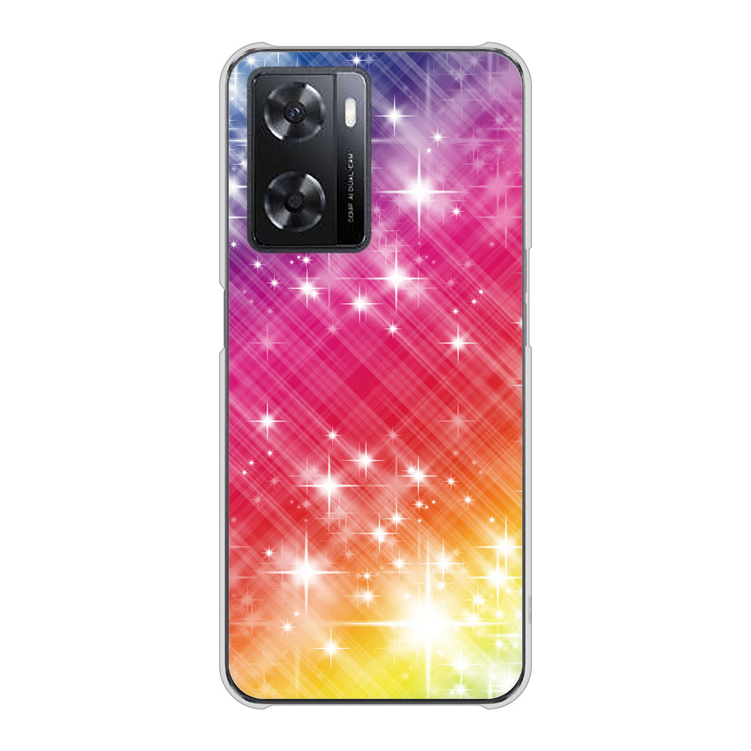 OPPO A77 高画質仕上げ 背面印刷 ハードケース【VA872 レインボーフレーム】