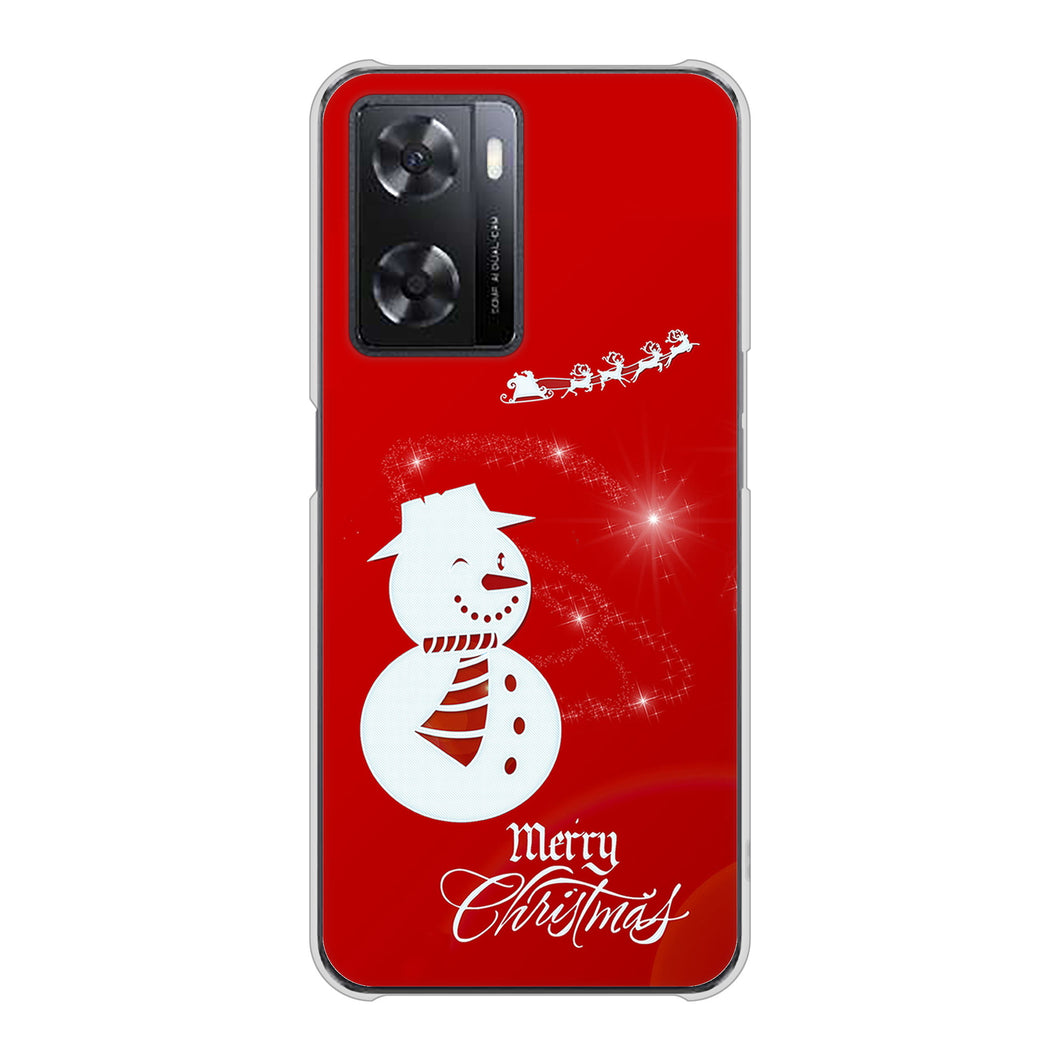 OPPO A77 高画質仕上げ 背面印刷 ハードケース【XA802 ウインク雪だるま】