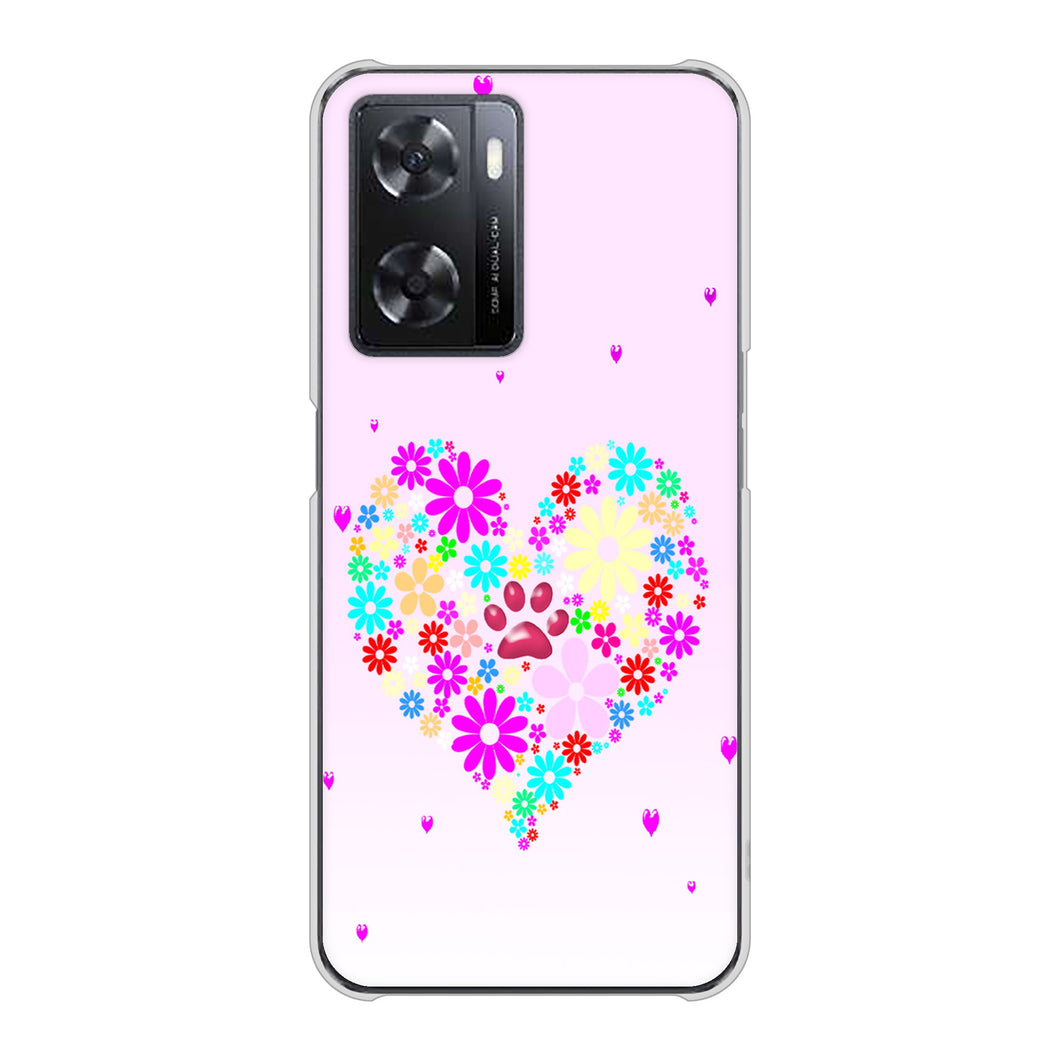 OPPO A77 高画質仕上げ 背面印刷 ハードケース【YA954 ハート01 素材ホワイト】