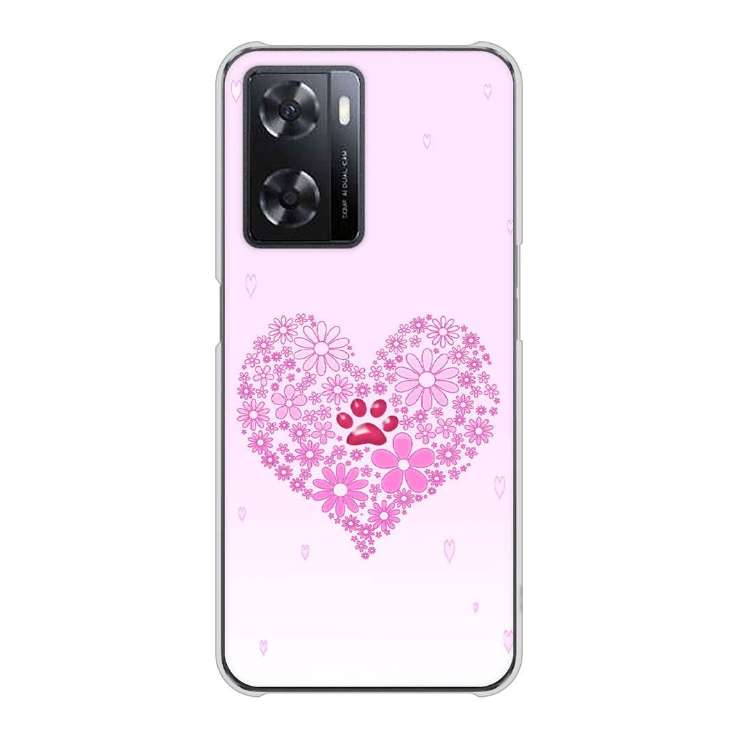 OPPO A77 高画質仕上げ 背面印刷 ハードケース【YA956 ハート03 素材クリア】