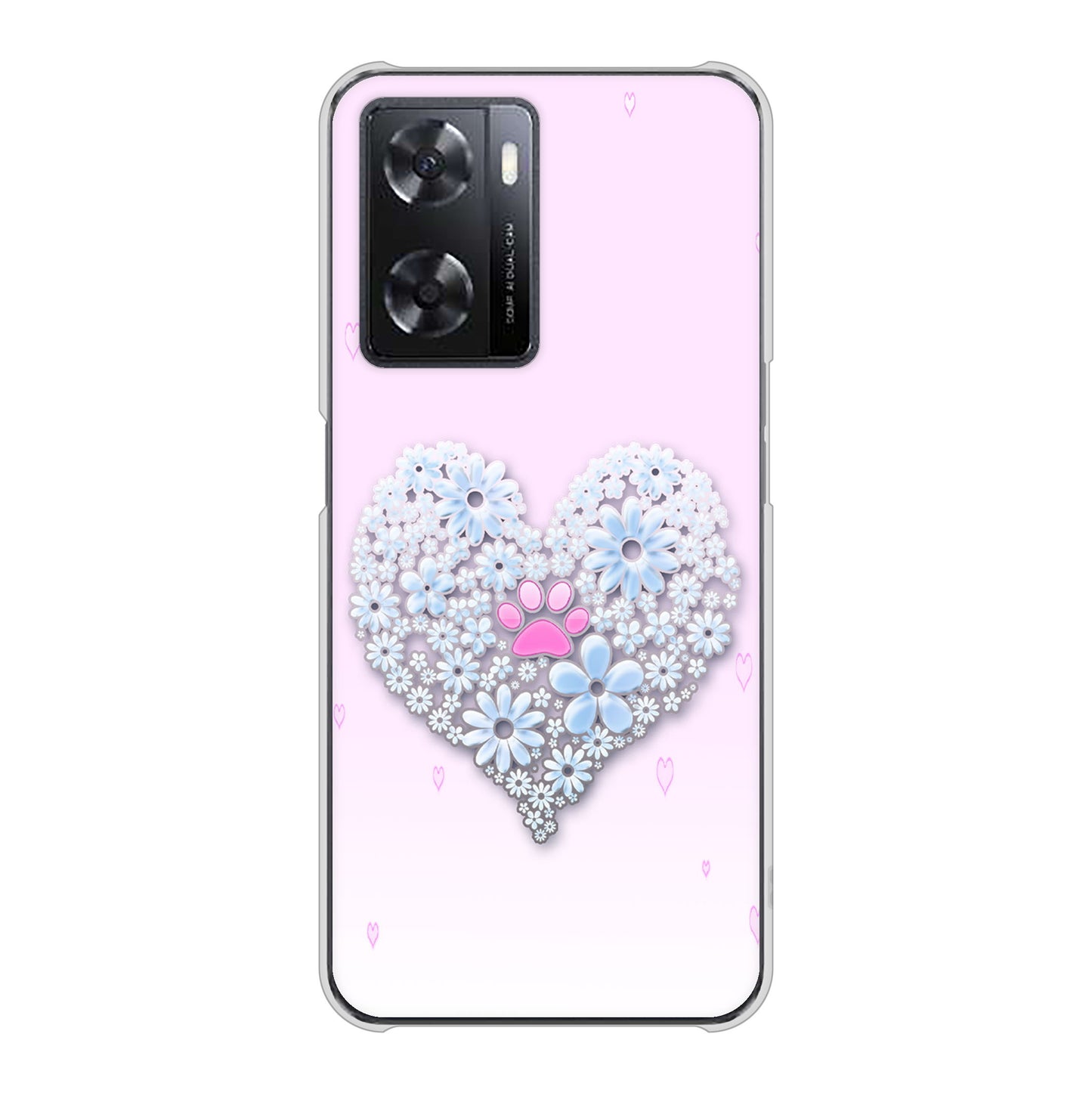 OPPO A77 高画質仕上げ 背面印刷 ハードケース【YA958 ハート05 素材クリア】