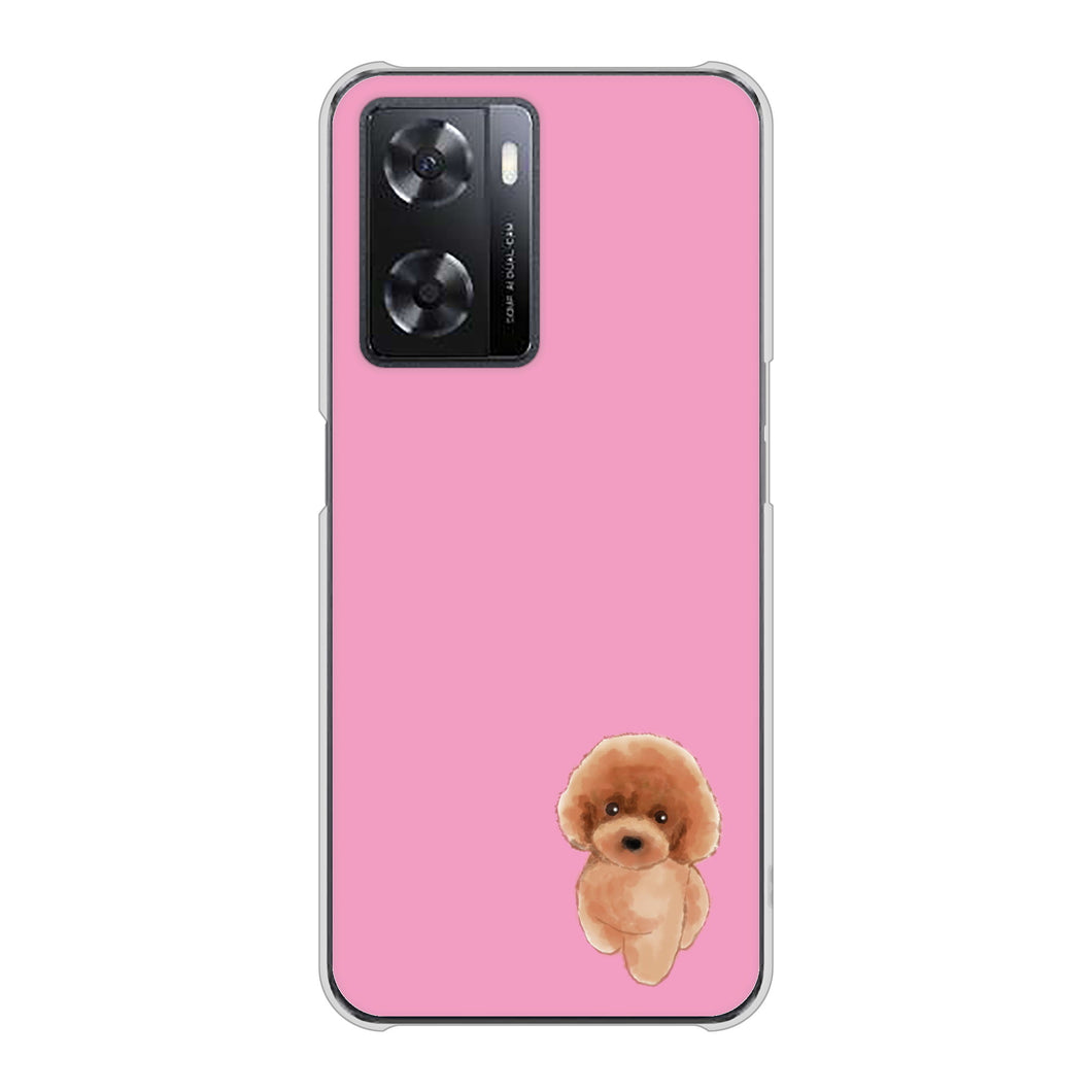 OPPO A77 高画質仕上げ 背面印刷 ハードケース【YJ049 トイプードルレッド（ピンク）】