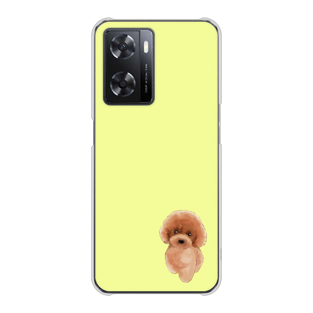 OPPO A77 高画質仕上げ 背面印刷 ハードケース【YJ051 トイプードルレッド（イエロー）】