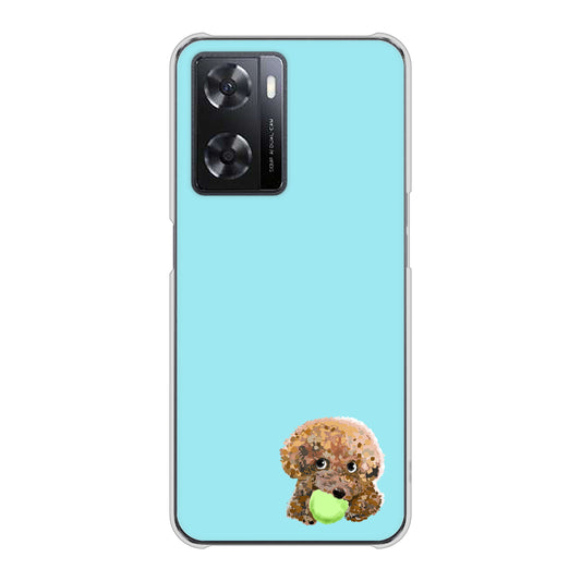 OPPO A77 YJ054 トイプードル＆ボール（ブルー） ハードケース 背面印刷