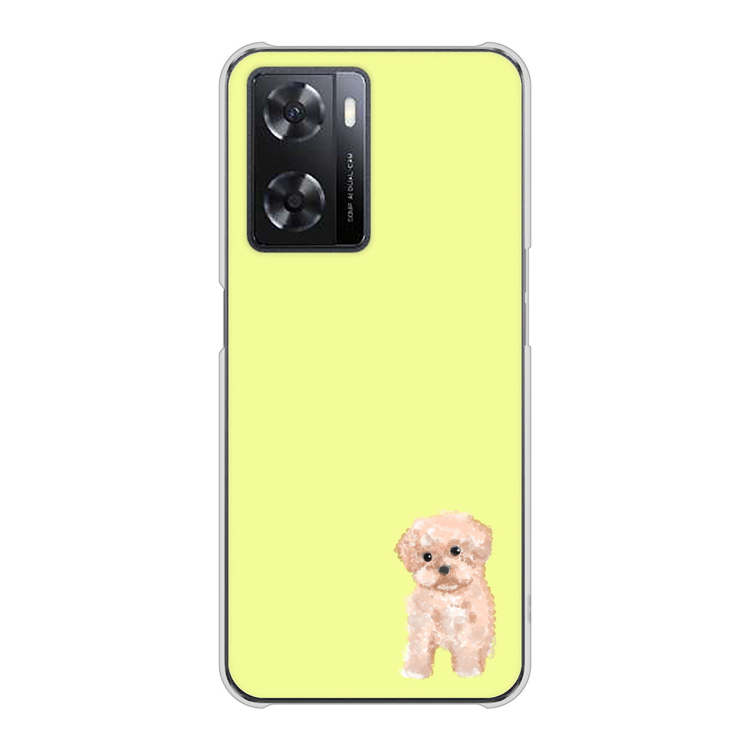 OPPO A77 高画質仕上げ 背面印刷 ハードケース【YJ064 トイプードルアプリコット（イエロー）】
