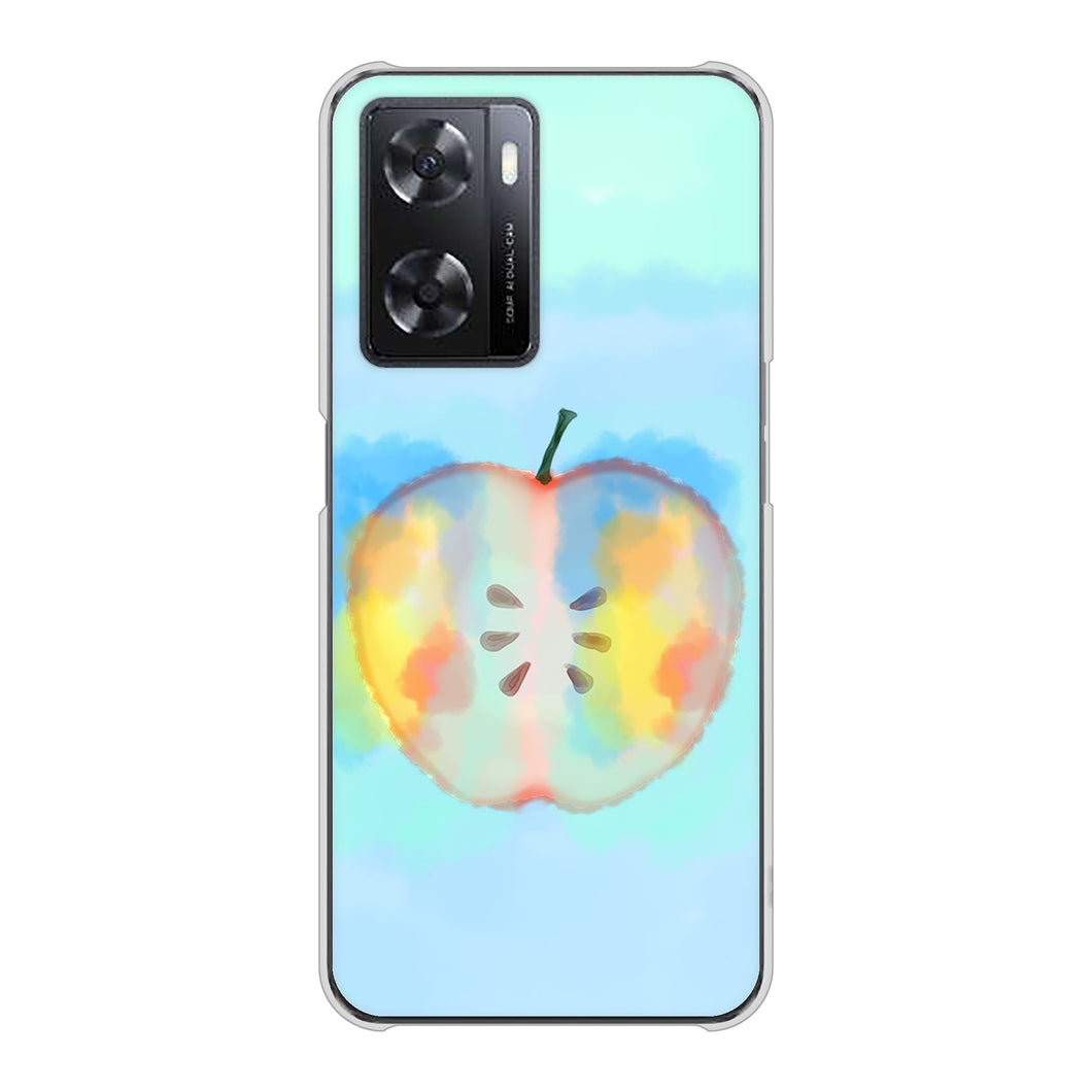 OPPO A77 高画質仕上げ 背面印刷 ハードケース【YJ181 りんご 水彩181】