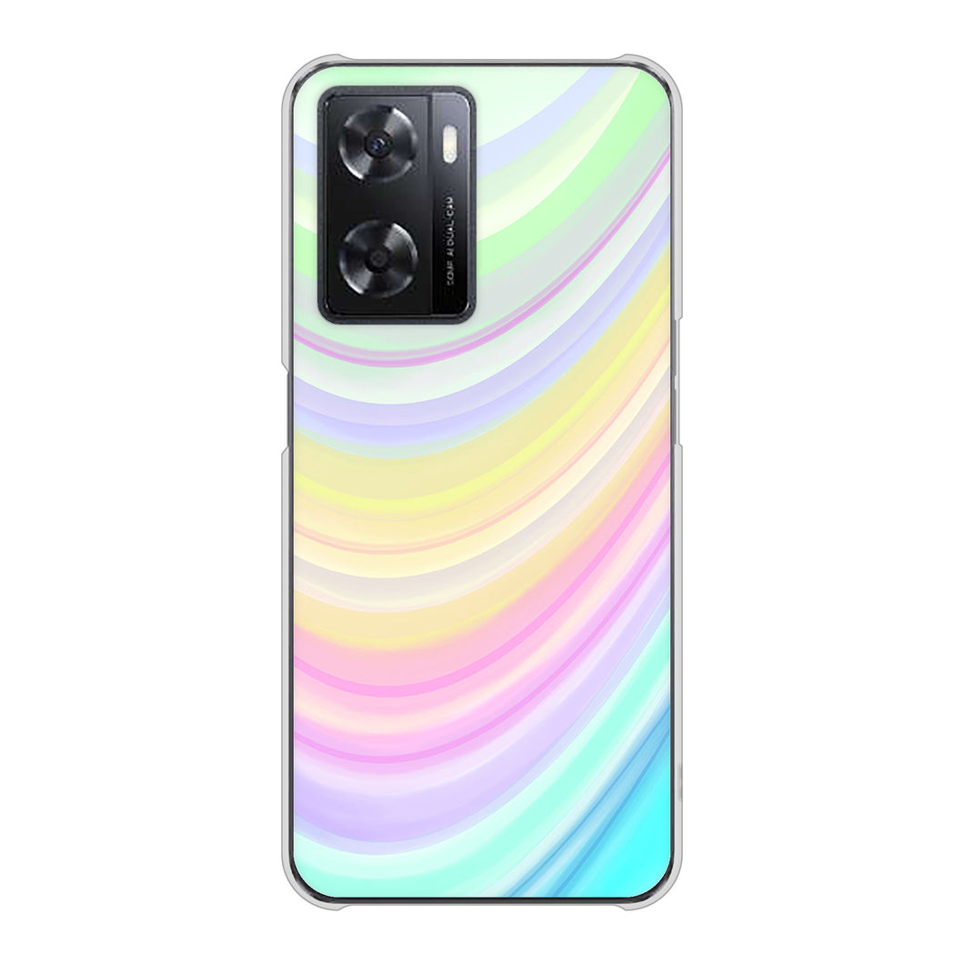 OPPO A77 高画質仕上げ 背面印刷 ハードケース【YJ312 カラー レインボー】