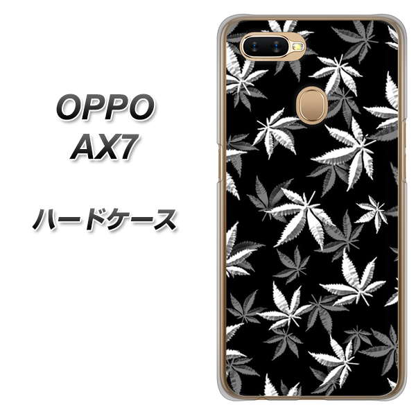 OPPO（オッポ） AX7 高画質仕上げ 背面印刷 ハードケース【064 モノトーン大麻ブラック】
